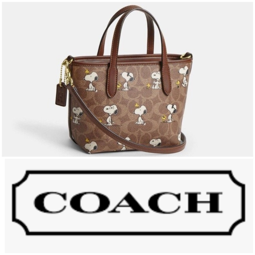Coach X Peanuts City Mini Tote Bag In Signature
Canvas With Snoopy Print